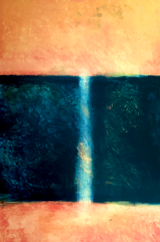 Colin McCahon painting 'Light falling through a dark landscape'